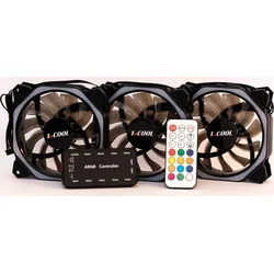 1stCOOL Fan KIT AURA RAINBOW 3, 3x fan+řadič+dálk.ovladač+3-pin kabel do MB KIT-AURA-RAINBOW-ARGB3 - Chladiče - chlazení