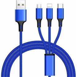 3 in 1 USB kabel, 3 konektory USB typ C + micro USB + Lightning pro Apple, 1.2m ku31pow01 - Kabely + redukce