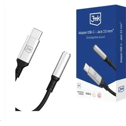 3mk Adaptér USB-C/Jack 3,5 mm (samica) 0,15 m, čierno-strieborný