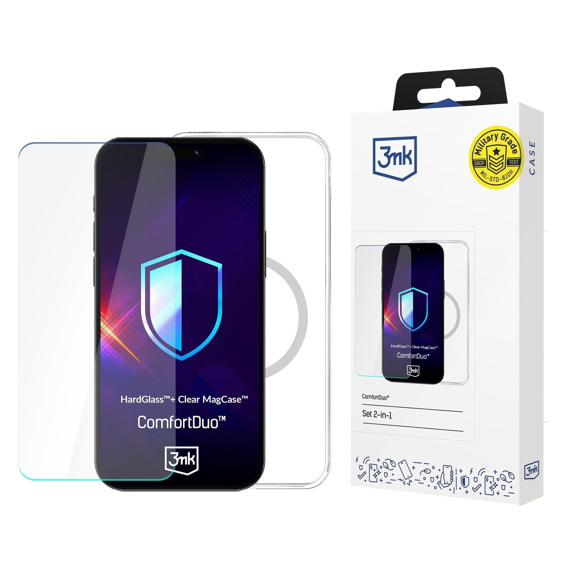 3mk kryt+tvrzené sklo ComfortDuo Clear Magcase pro Apple iPhone 16E