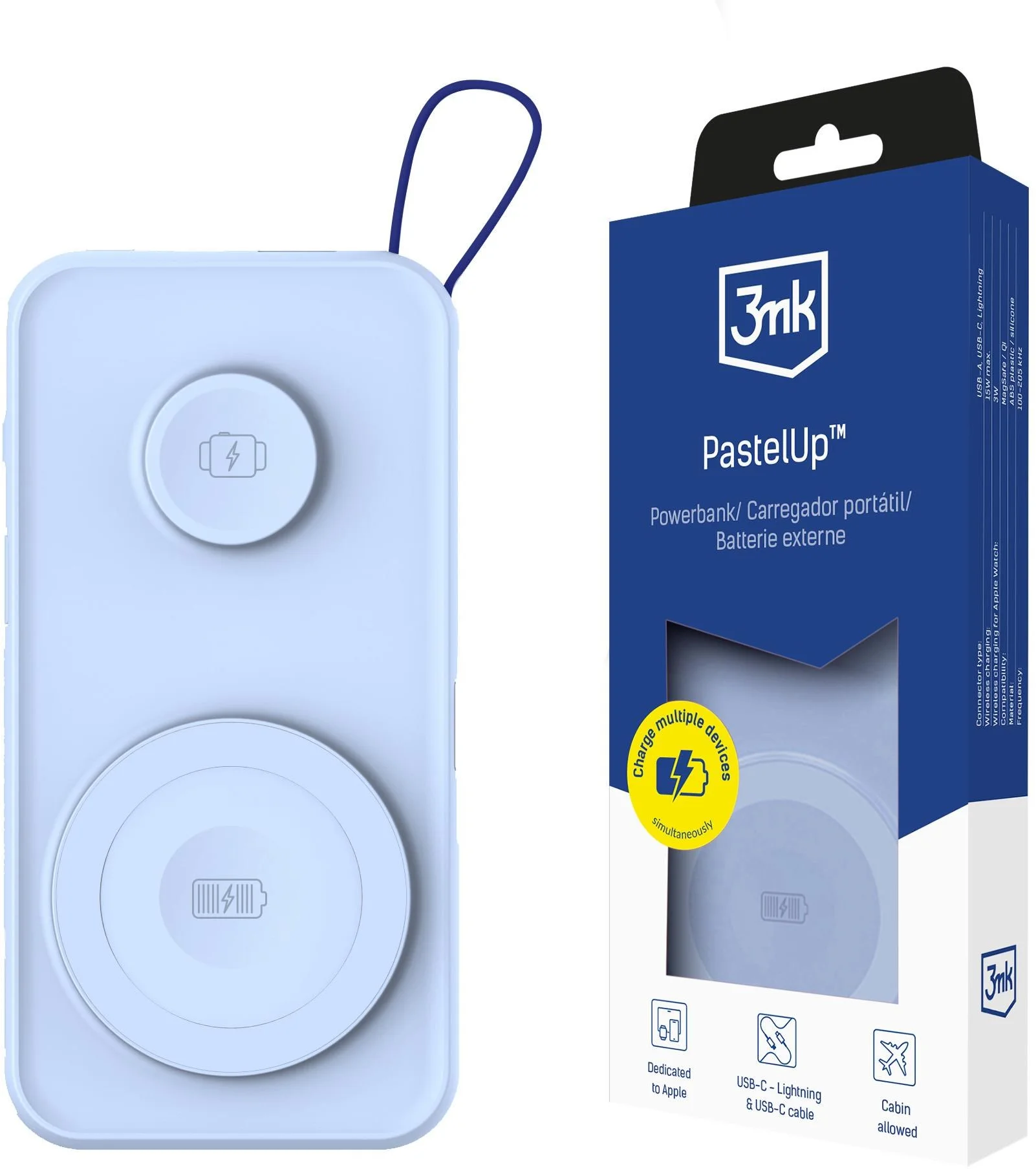 3mk PastelUp Powerbank 10000 mAh modrá