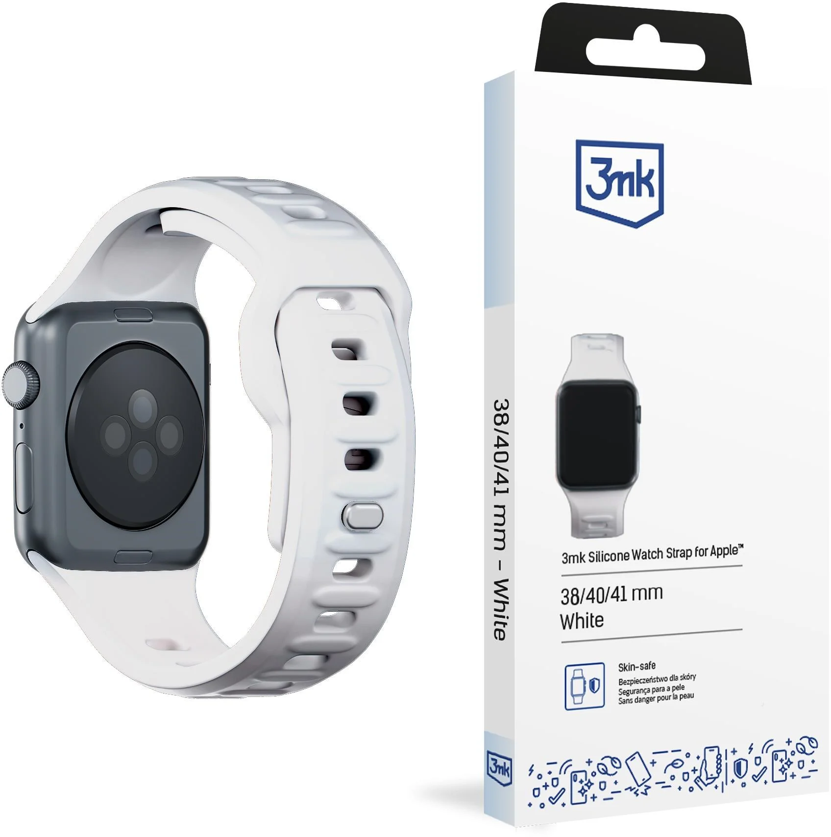 3mk Silikónový remienok pre Apple 38/40/41 mm White