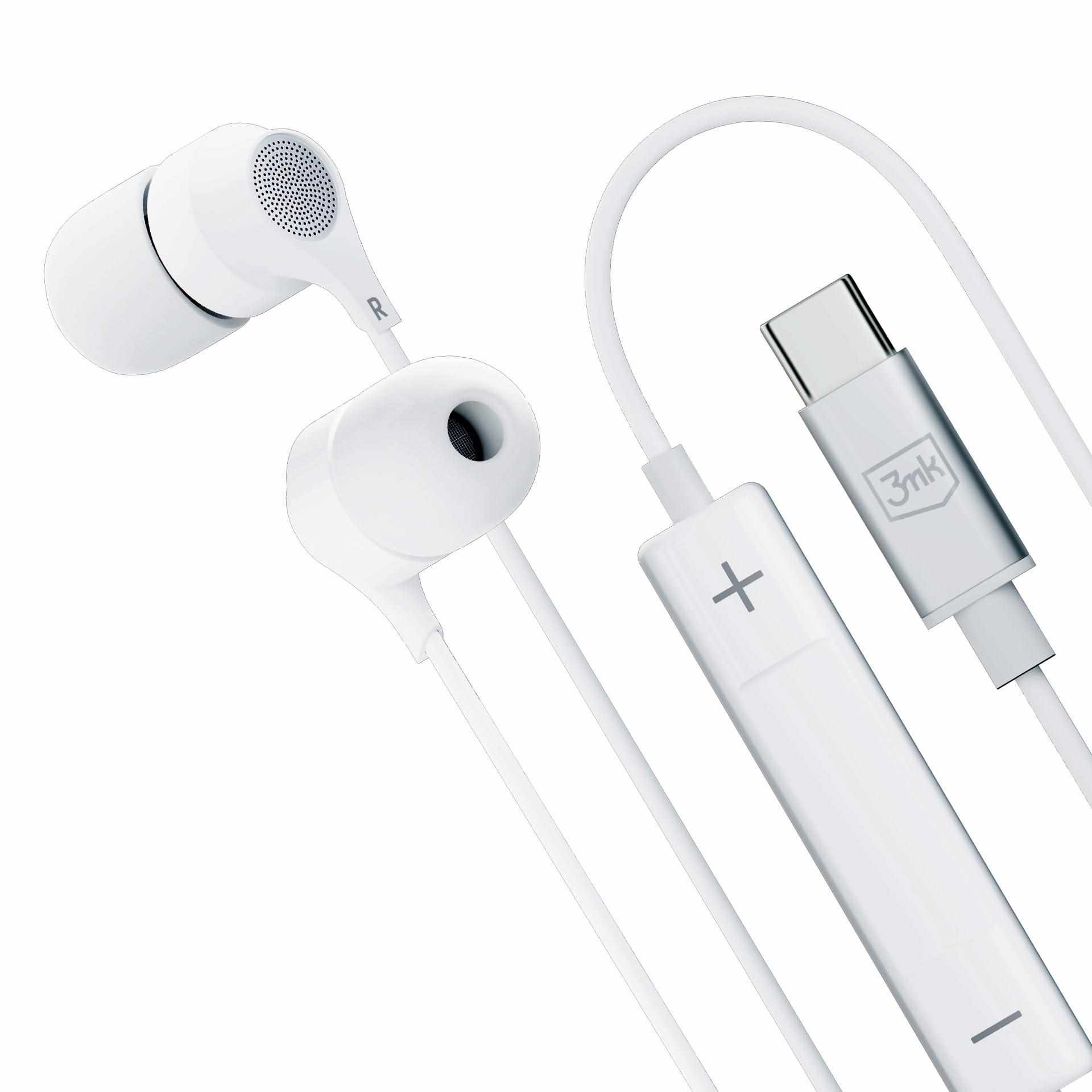 3mk Wired Earphones USB-C, bílá