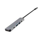 5-portový hliníkový USB-C FIXED HUB Mini pre notebooky a tablety, sivý