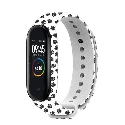 Rhinotech řemínek pro Xiaomi Mi Band 3 / 4 bílá - motiv stopy