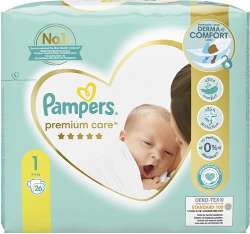 Pampers Premium Care Plenky Velikost 1, 2kg-5kg, 26ks