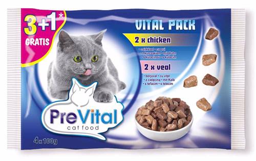 PreVital kočka kuře a telecí, kapsička 4x 100 g (4 pack)