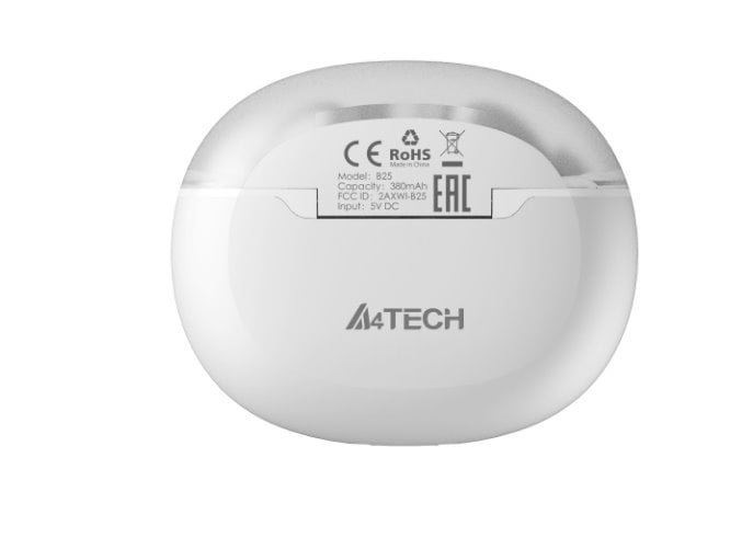 A4Tech bezdrátová sluchátka B25, TWS, Bluetooth, bílá