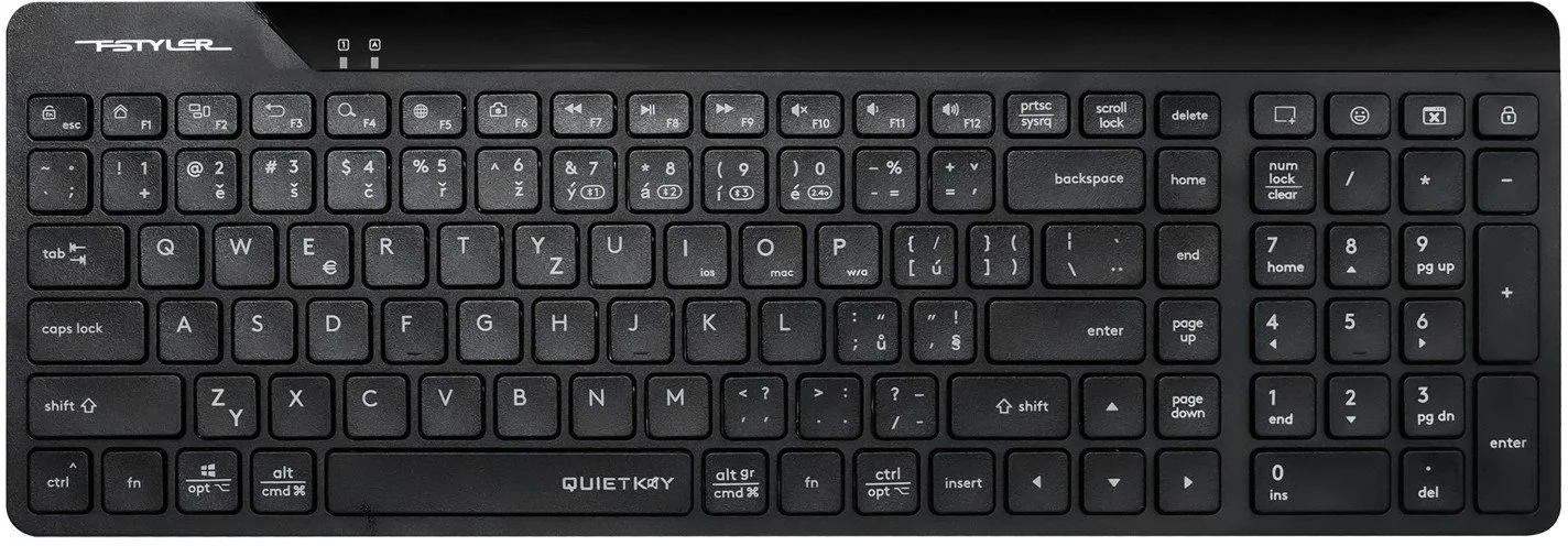A4tech FStyler FBK23 AS, bezdrátová Dual mode Bluetooth+2,4G klávesnice, CZ, černá