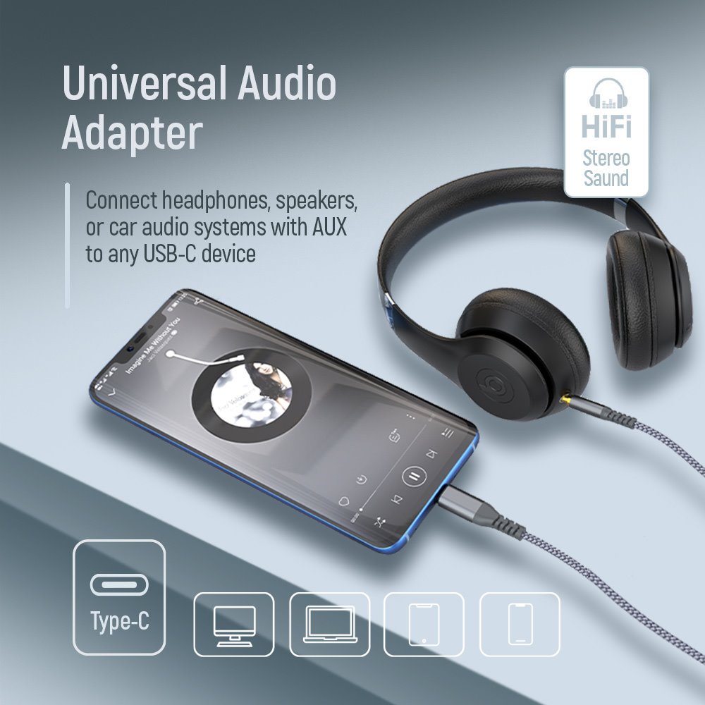 Adaptér Colorway USB-C na 3,5 mm jack/ 1,2 m