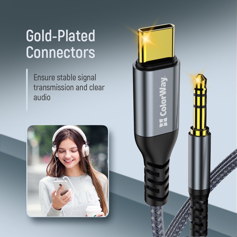 Adaptér Colorway USB-C na 3,5 mm jack/ 1,2 m