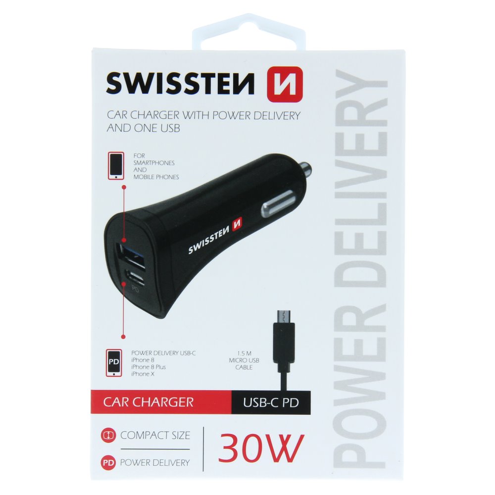 Swissten CL adaptér USB + USB-C + kabel Micro USB, černý