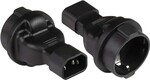 Adaptér IEC C14 samec na SCHUKO CEE 7/3 samica, napätie 230 V, max. prúd 10 A