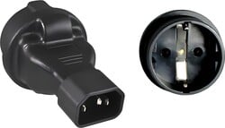 Adaptér IEC C14 samec na SCHUKO CEE 7/3 samica, napätie 230 V, max. prúd 10 A