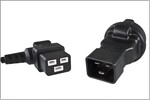 Adaptér IEC C20 samec na SCHUKO CEE 7/3 samica, napätie 230V, 16A