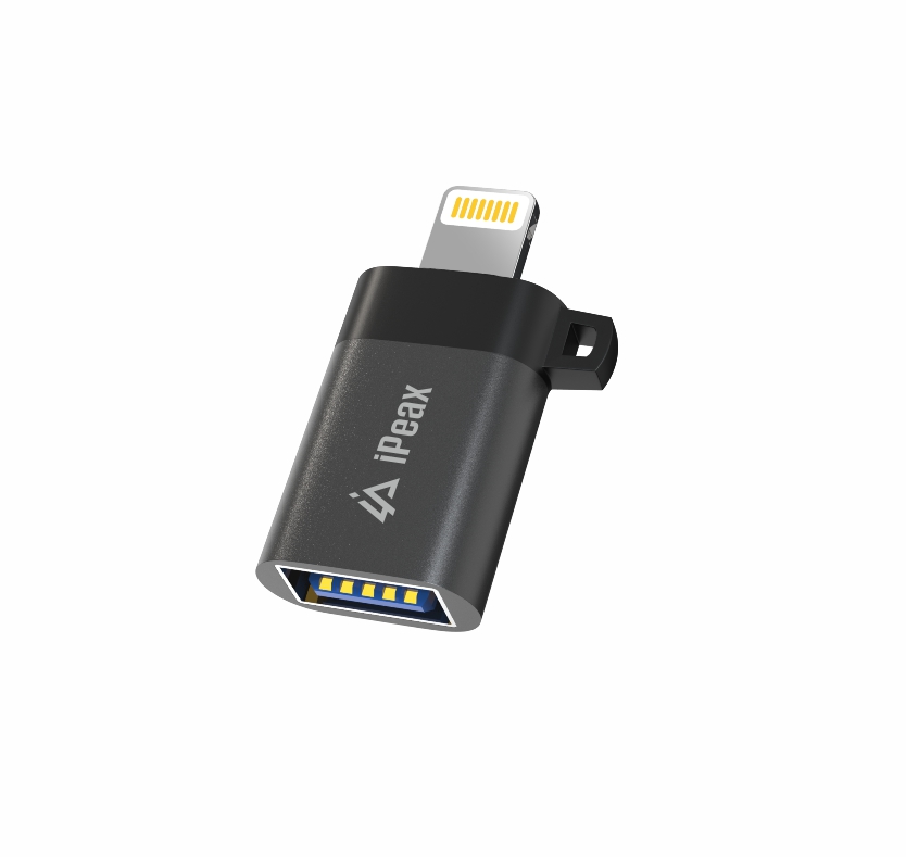 ADAPTÉR iPEAX OTG LIGHTNING / USB-A (samica) ČIERNY