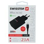 Adaptér Swissten Smart IC 2× USB + Lightning MFi, čierny  