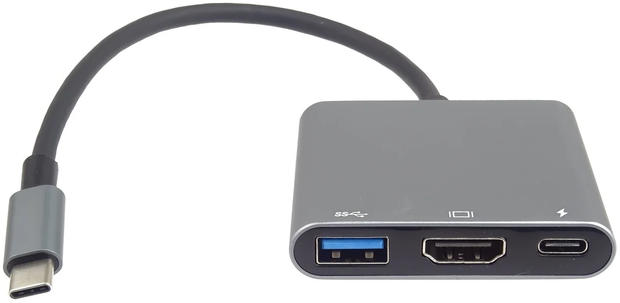 Adaptér USBC na HDMI + USB3.0 + PD, rozlišení 4K a FULL HD 1080p