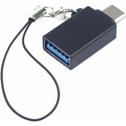 Adaptér USB-C samec - USB3.0 A samica, OTG, čierny s pútkom na zavesenie