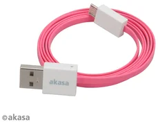 AKASA kabel PROSLIM USB 2.0 Type A na micro B, 1m růžový