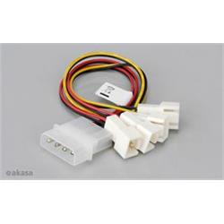 AKASA kabel redukce 4-pin PSU molex na 4x 3-pin fan, redukce otáček