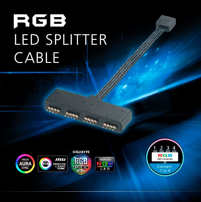 AKASA RGB LED Splitter AK-CBLD02-10BK