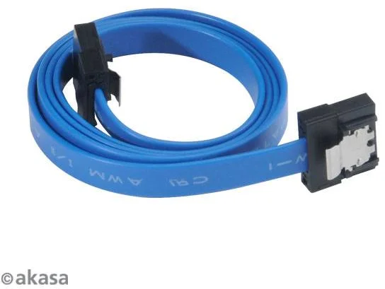 AKASA SATA 3.0 kábel, super tenký, so skrytým zámkom, 30 cm, modrý