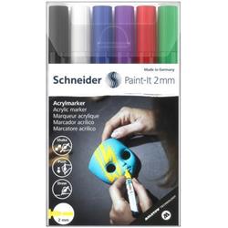 Akrylové fixky SCHNEIDER "Paint-It 310", sada 6 farieb, 2 mm