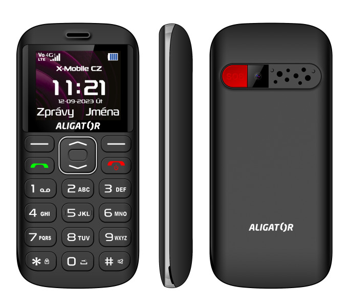 ALIGATOR A720 4G Senior černý + stolní nabíječka