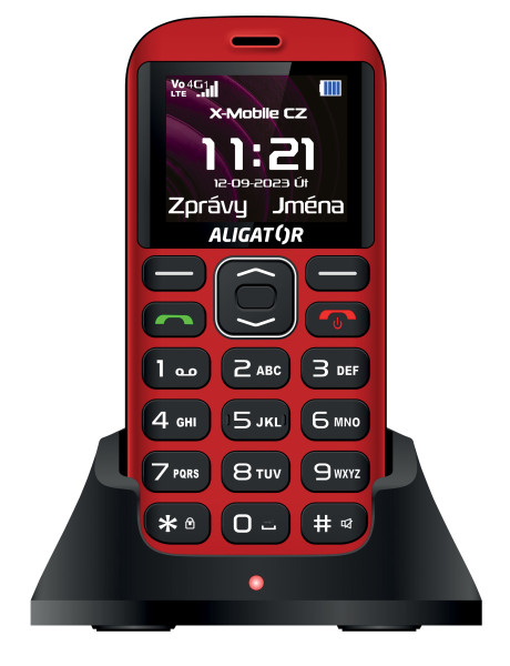 ALIGATOR A720 4G Senior červeno-černý + stolní nabíječka