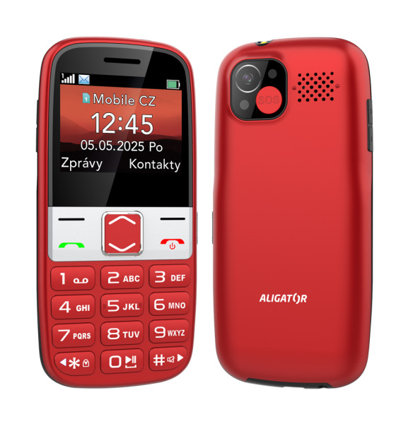 ALIGATOR A775 Senior červený + stolová nabíjačka