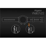 Aligátor kovový remienok 22mm, čierny 22AW0009