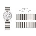 Aligátor kovový remienok 22mm, strieborný 22AW0008