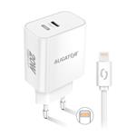 ALIGATOR PD 20W rýchlonabíjačka USB-C s káblom USB-C/Lightning (iPhone), biela