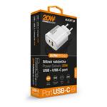 Aligator PD 20W rýchlonabíjačka USB-C + USB, biela