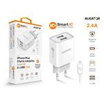 ALIGATOR sieťová nabíjačka iPhone/iPad 2xUSB výst.2,4A, smart IC, biela