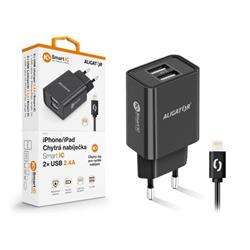 ALIGATOR síťová nabíječka iPhone/iPad 2xUSB výst.2,4A, smart IC,černá