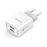 ALIGATOR síťová nabíječka s 2xUSB výstupem, 2,4A, smart IC, bílá
