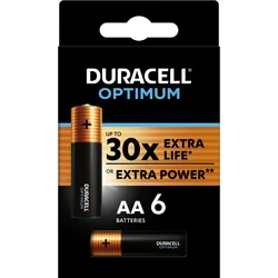 Alkalické batérie Duracell Optimum, 6 ks (AA)