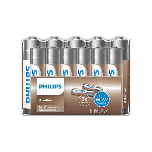 Alkalické batérie PHILIPS LR036A16F/10 AAA/AA (6ks)