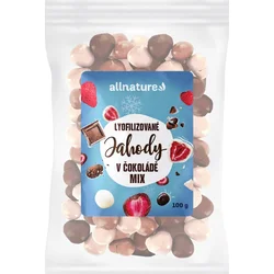 Allnature Mrazem sušené jahody Mix v mléčné, hořké a bílé čokoládě 100 g