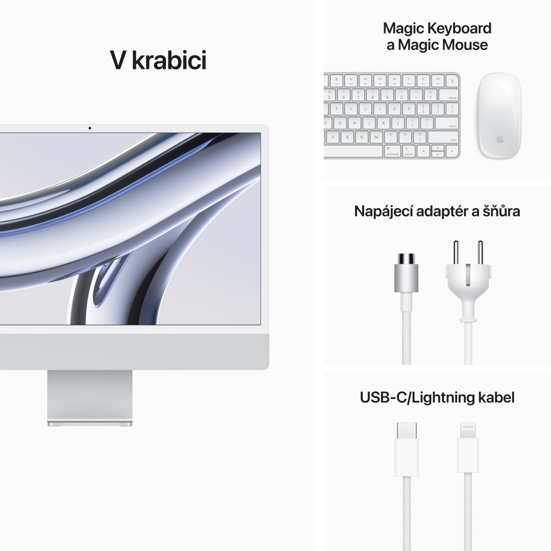 Apple iMac 24" M3 CZ Stříbrný (MQR93CZ/A)