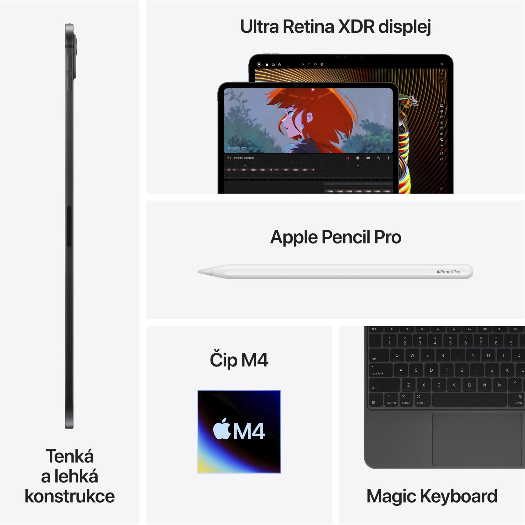 Apple iPad Pro M4 2024 13" Wi-Fi 2TB Strieborné sklo s nano textúrou (MWRJ3HC/A)