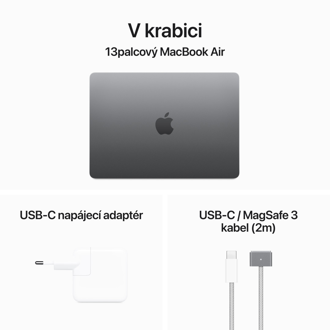 Apple MacBook Air 13'',M3 8-jadrový CPU/10-jadrový GPU,512 GB,16 GB,Vesmírne sivá (mxcr3cz/a)