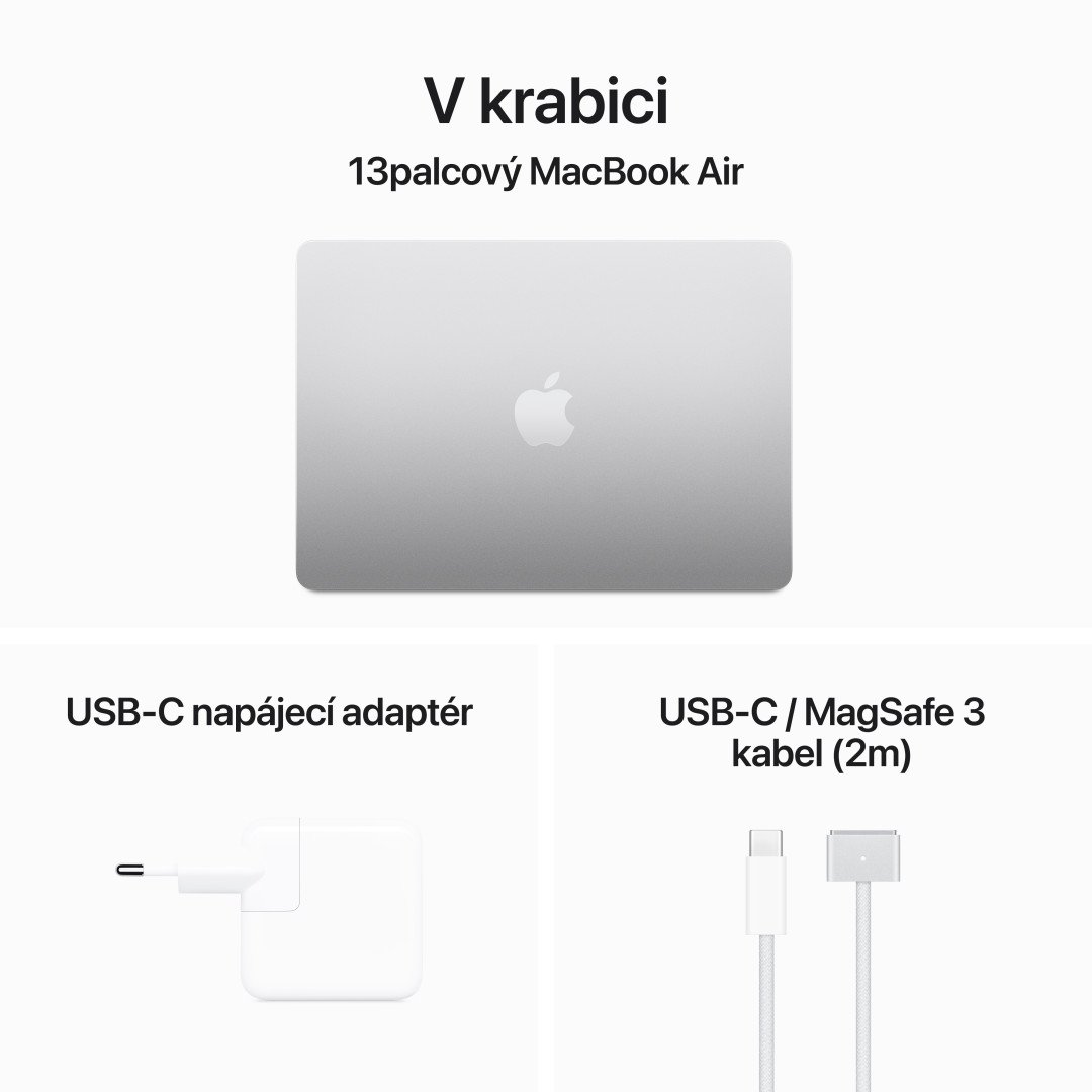 Apple MacBook Air 13'',M3 8-jadrový CPU/8-jadrový GPU,256 GB,8 GB,Strieborný (mrxq3cz/a)