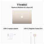 Apple MacBook Air 15",M2 8-jadrový CPU/10-jadrový GPU,8 GB,256 GB,Starlight,CZ (MQKU3CZ/A)