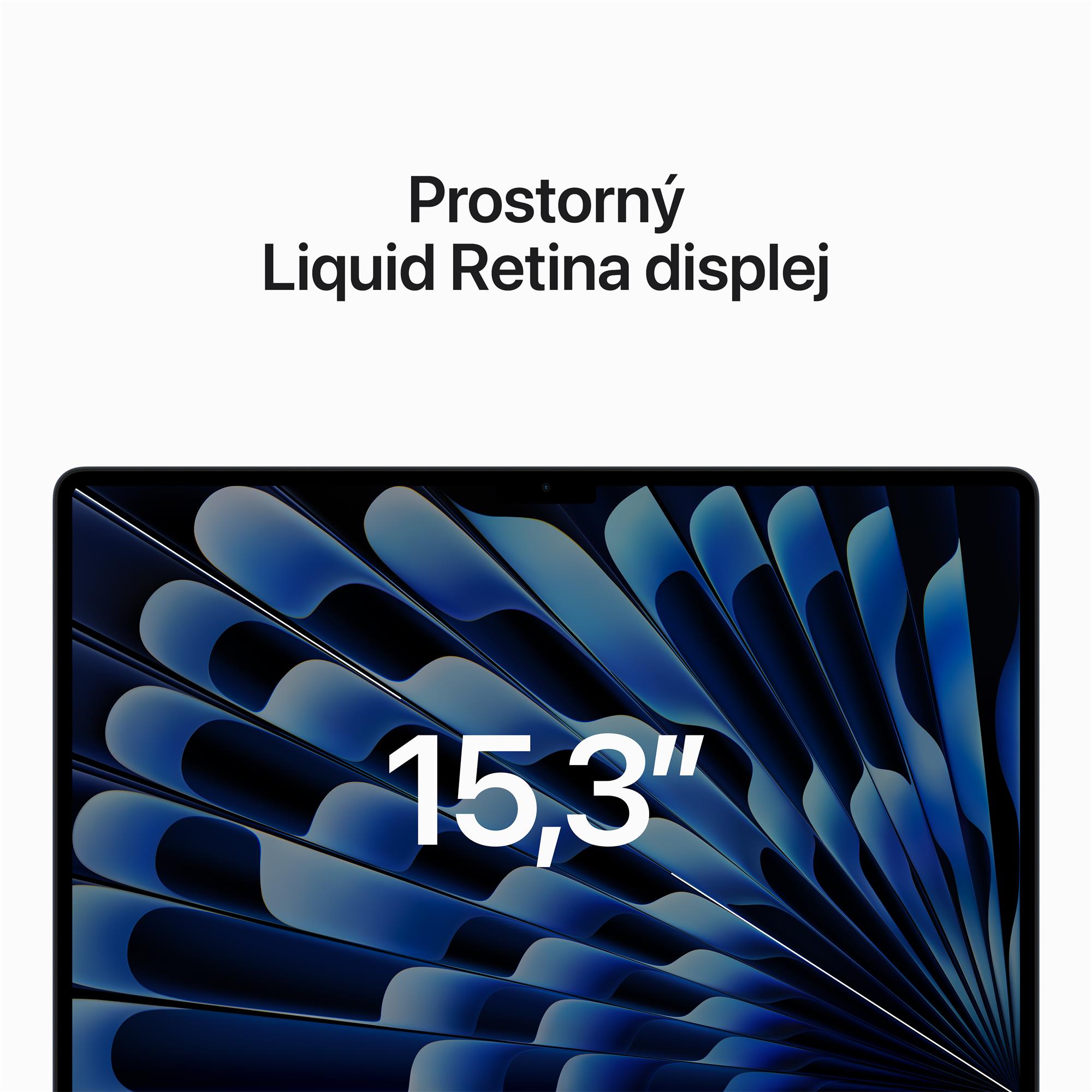 Apple MacBook Air 15",M2 8-jadrový CPU/10-jadrový GPU,8 GB,512 GB,Polnoc,CZ (MQKX3CZ/A)