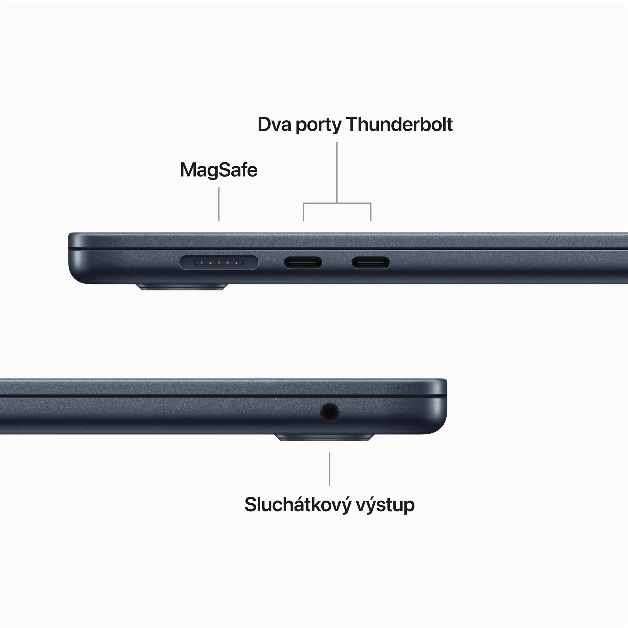 Apple MacBook Air 15",M2 8-jadrový CPU/10-jadrový GPU,8 GB,512 GB,Polnoc,CZ (MQKX3CZ/A)