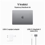 Apple MacBook Air 15'',M3 8-jadrový CPU/10-jadrový GPU,256 GB,8 GB,Vesmírne sivá (mrym3cz/a)