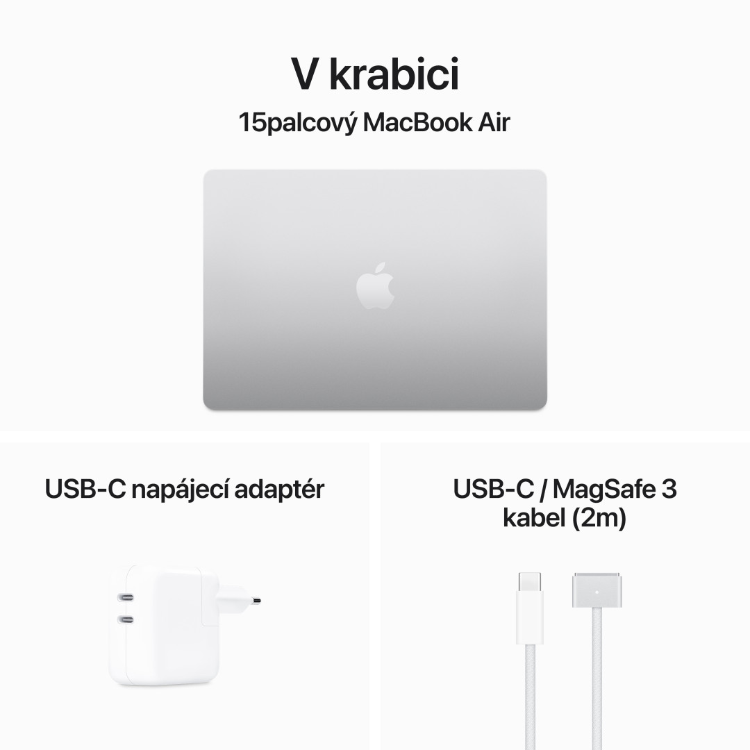 Apple MacBook Air 15'',M3 8-jadrový CPU/10-jadrový GPU,512 GB,8 GB,Strieborný (mryq3cz/a)